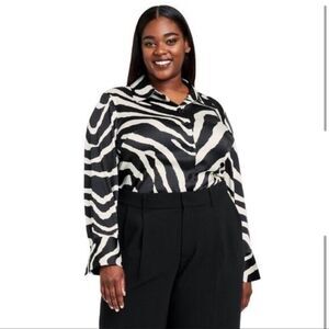 Sergio Hudson x Target Women's Black/White Zebra Print Blouse